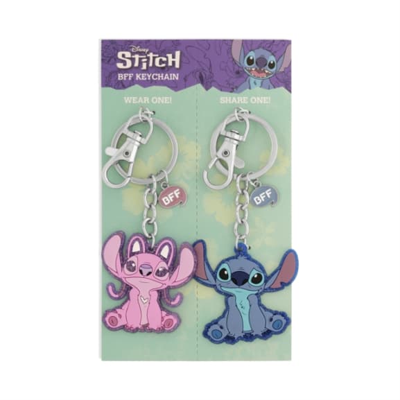 Disney Lilo & Stitch Pink And Blue Bff Keyring Set
