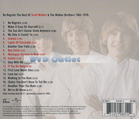 Scott Walker - No Regrets (the Best Of Scott Walker & The Walker Brothers 1965-1976)