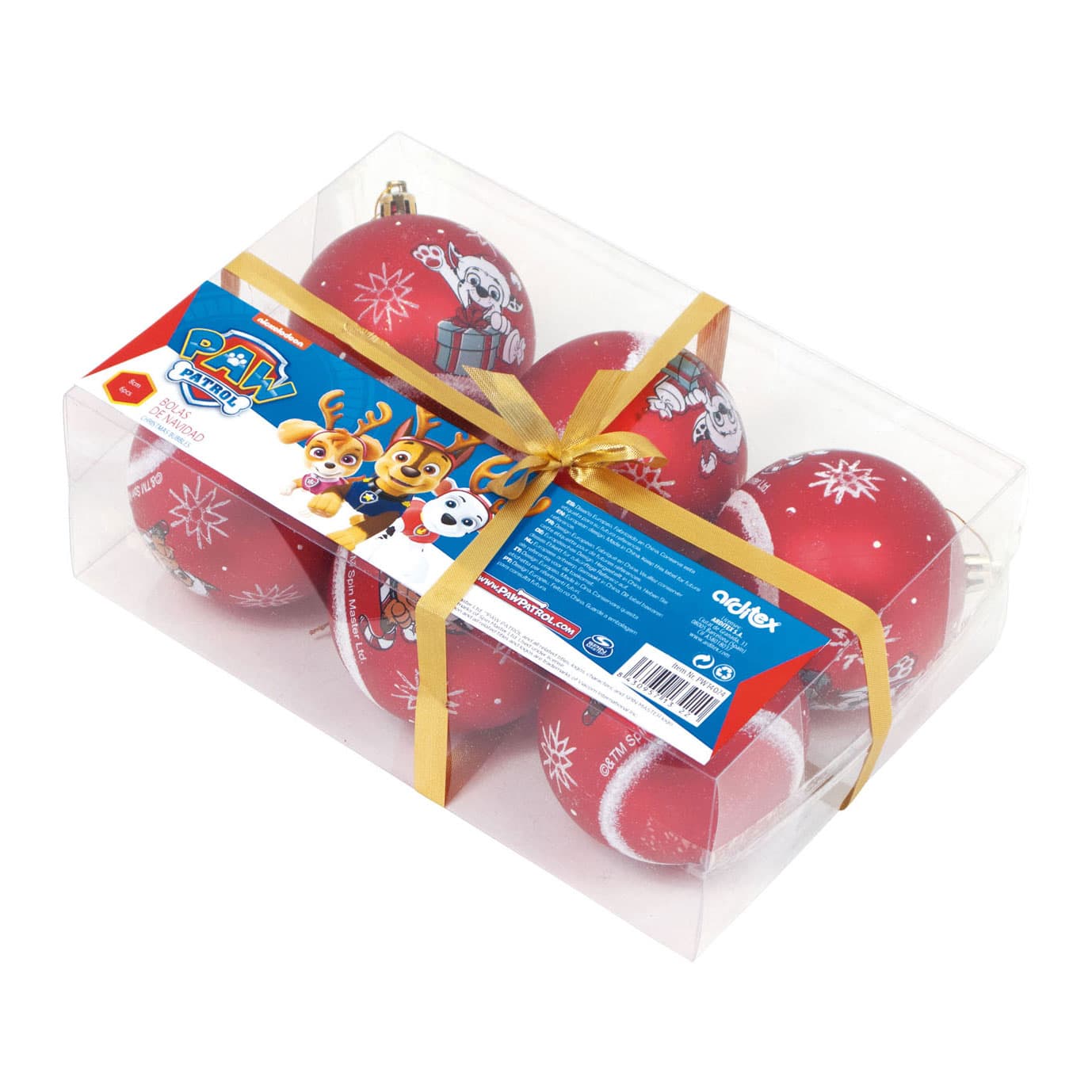 PAW Patrol kerstballen set van 6, 8 cm