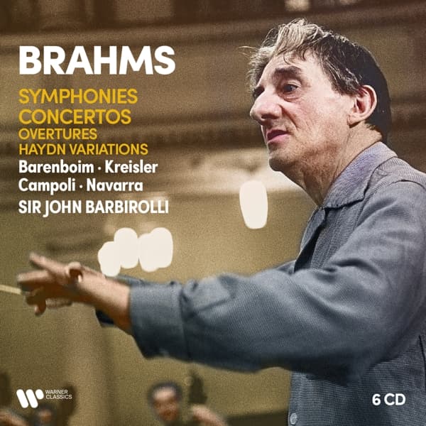 Sir John Barbirolli, Daniel Barenboim, Fritz Kreisler, Alfredo Campoli, André Navarra - Brahms: Symphonies Nos. 1 -4, Overtures, Haydn Variations, Piano Concertos, Violin Concerto, Double Concerto (6 CD)