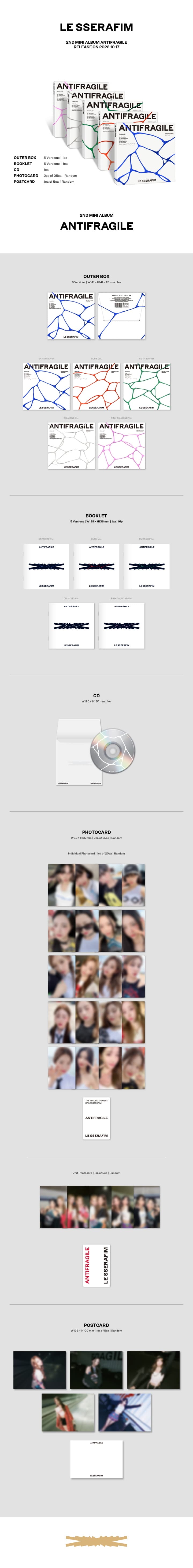 LE SSERAFIM 2ND MINI ALBUM ANTIFRAGILE (SAPPHIRE VER. / RUBY VER. /