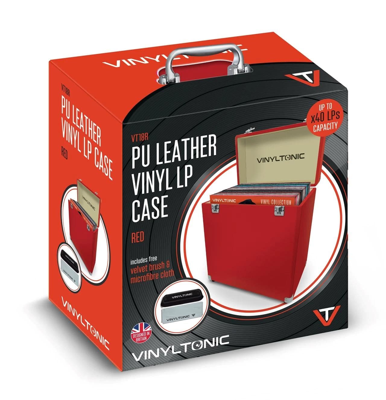 Vinyl Tonic PU Leather LP Case Red (With Vt04A)