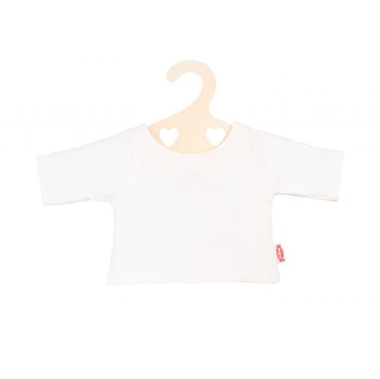 Poppen T-Shirt Wit op Kledinghanger, maat 35-45 cm