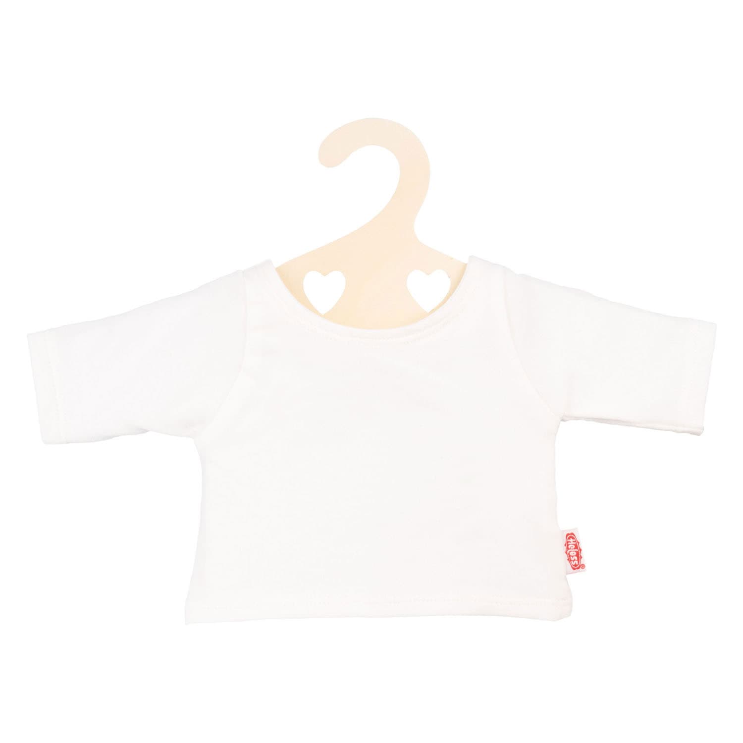 Poppen T-Shirt Wit op Kledinghanger, maat 28-35 cm