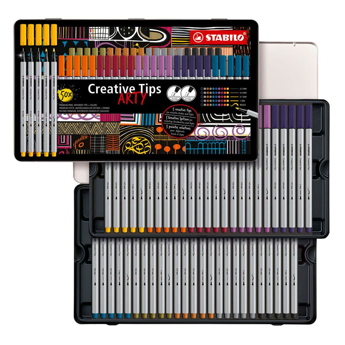 Stabilo - Creative Tips Metal Box Of 50 Pcs. Arty - (204084)