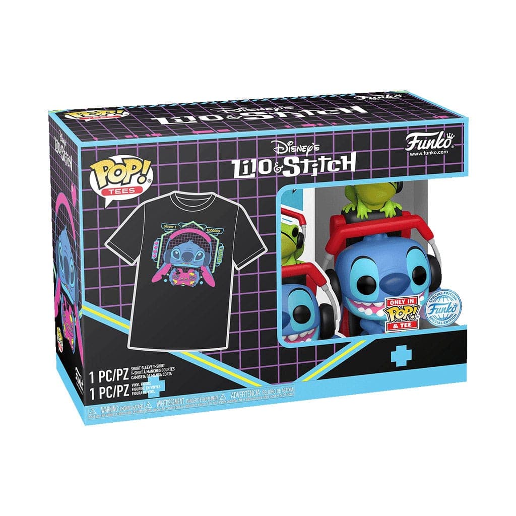 Disney: Funko Pop! & Tee - Lilo & Stitch - Gamer Stitch With Frog - Taglia L