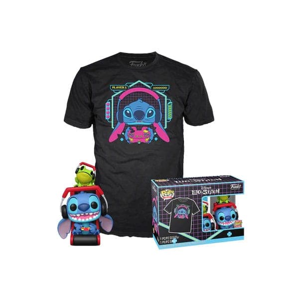 Disney: Funko Pop! & Tee - Lilo & Stitch - Gamer Stitch With Frog - Taglia L