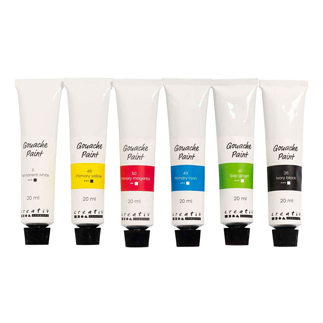Gouacheverf Standaardkleuren - 6x20ml.