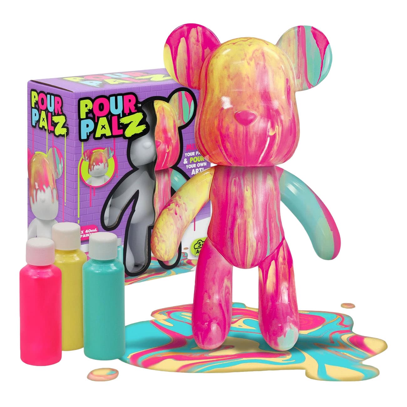 Pour PalZ Bubblegum Pop Beer Gietverfset -  Incl. 3 Acrylverfkleuren