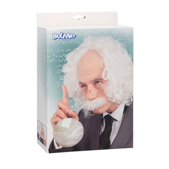 Pruik Einstein met Snor en Bril