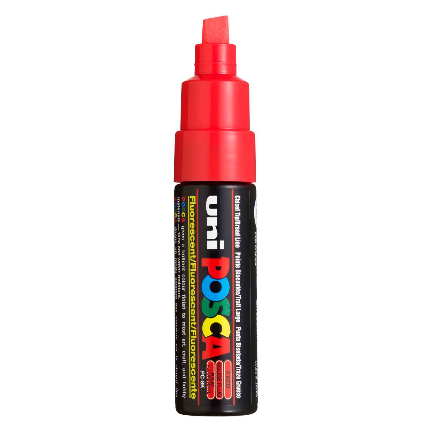 Uni Posca Verfmarker 8K Neon Rood - Beitelpunt 8mm