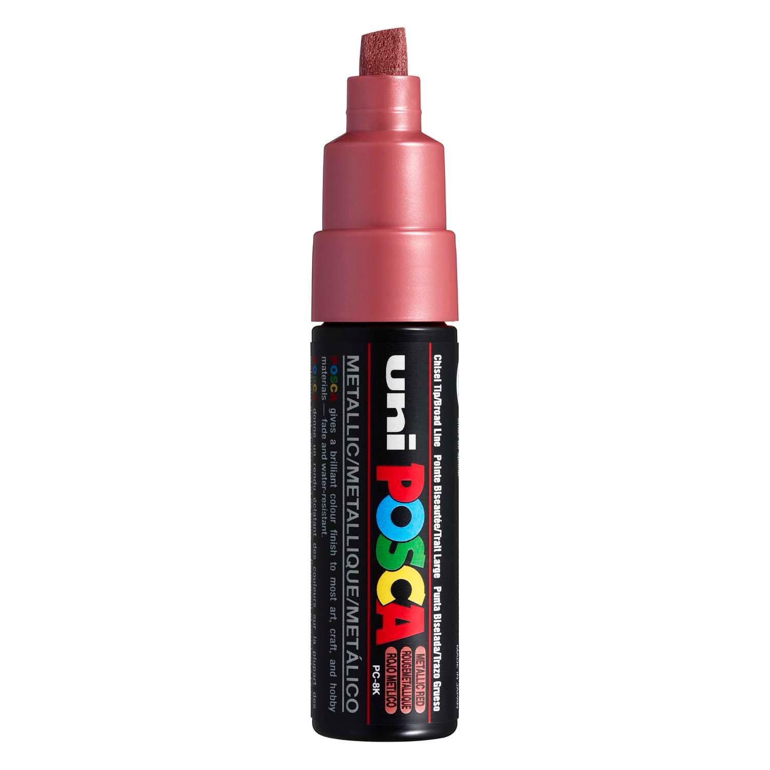 Uni Posca Verfmarker 8K Metallic Rood- beitelpunt 8mm