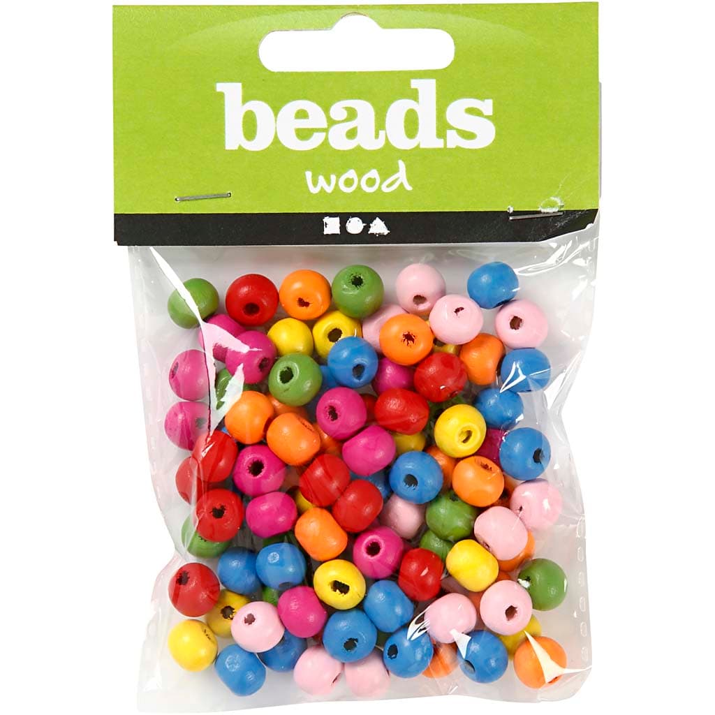Houten Kralen Mix 8mm, 90st.
