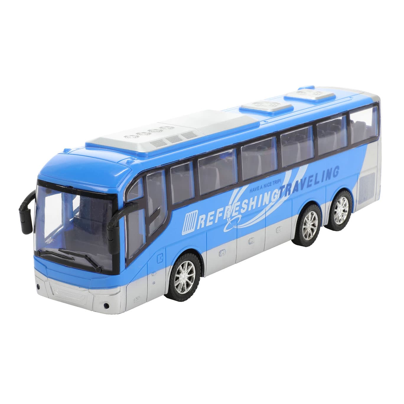 Vehicool Cars & Trucks Reisbus Blauw Frictie - 32cm