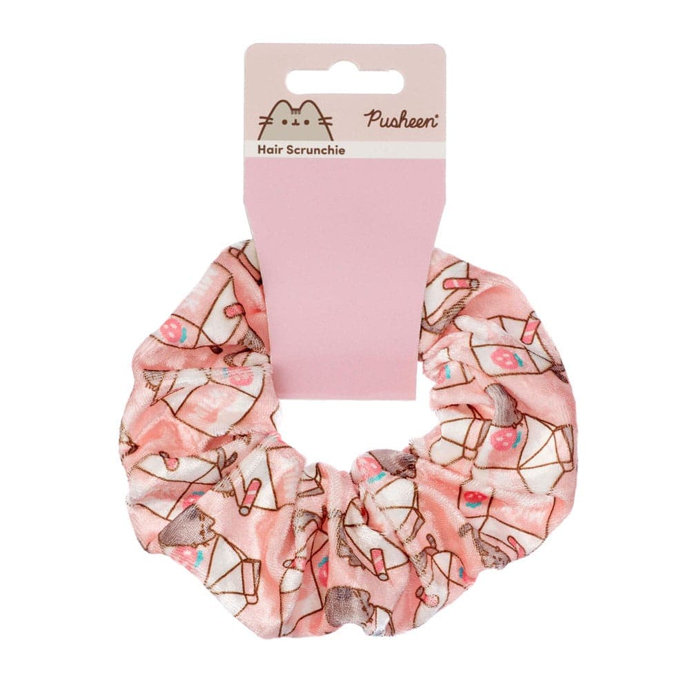 Pusheen - The Cat Strawberry Milk Carton Hair Scrunchie - Pink