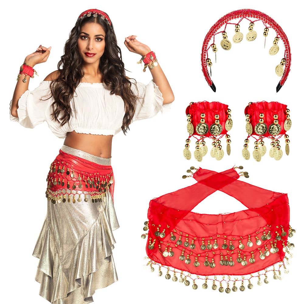 Belly Dance Set Rood, 3dlg.