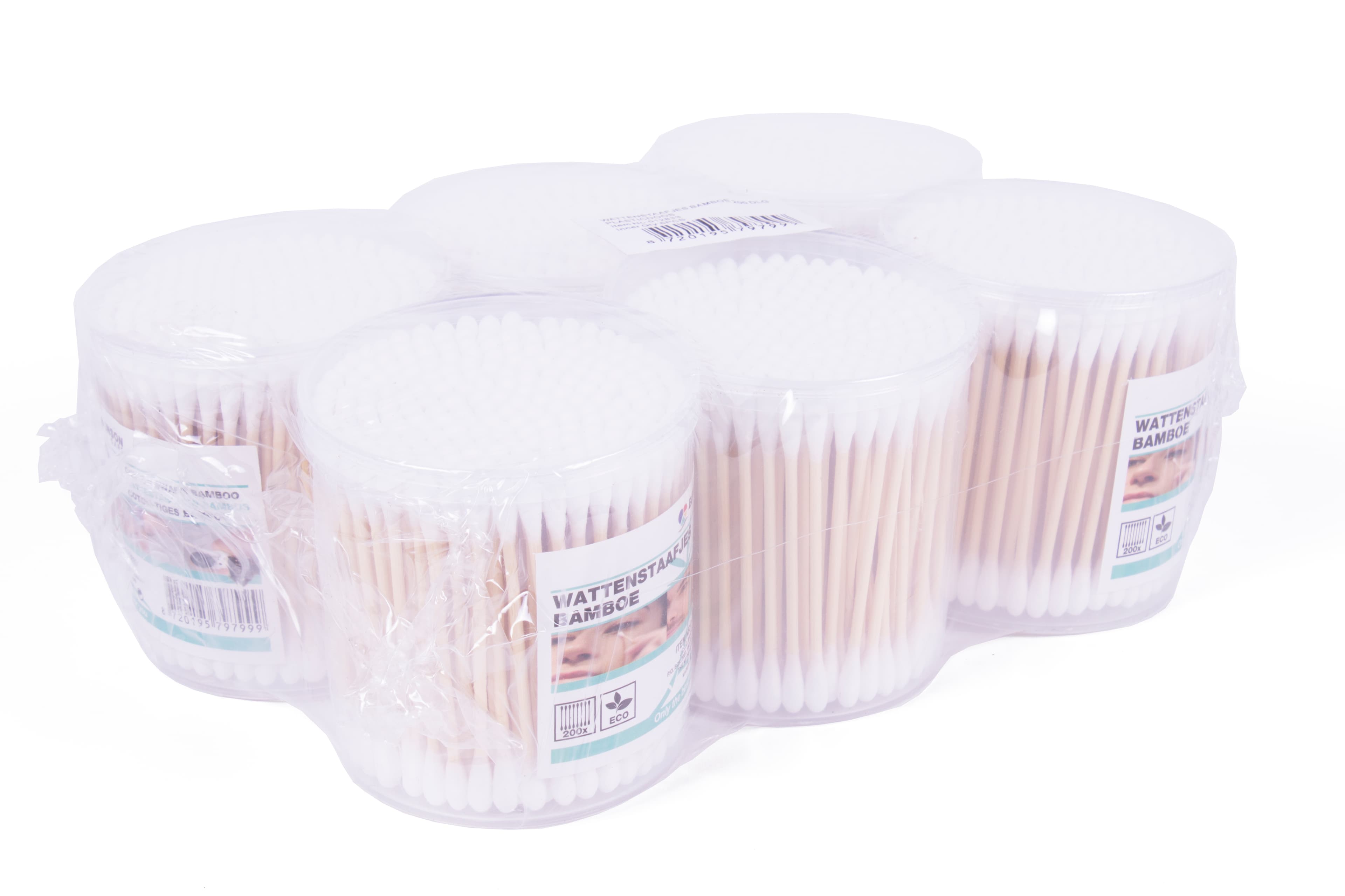 Wattenstaafjes bamboe 200 dlg plastic doos
