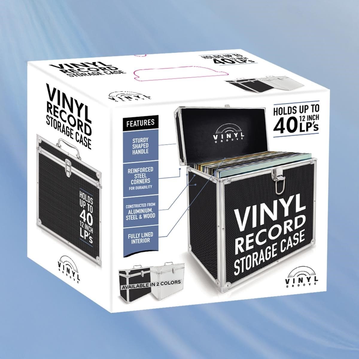 12 Aluminium 40 LP Record Case - Black