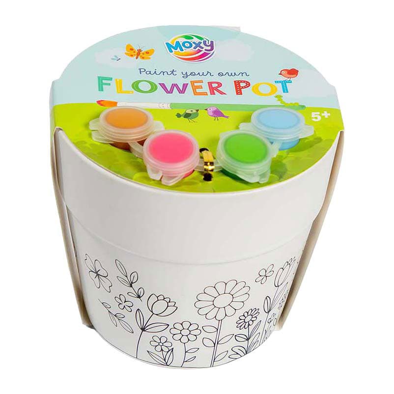 Verf-je-eigen Bloempot - incl. 4 Verfkleuren & 1 Kwast