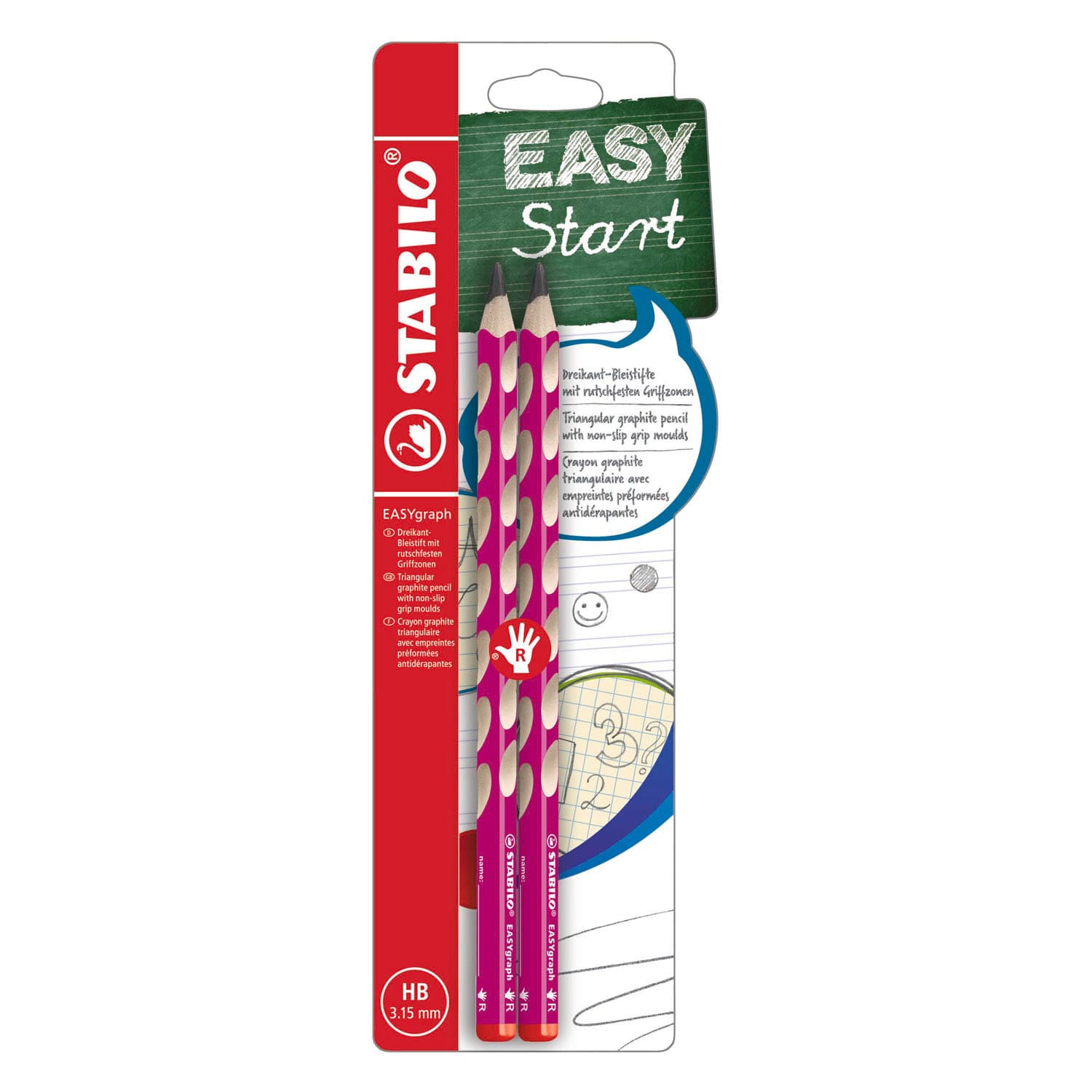 STABILO EASYgraph HB Rechtshandige Grafietpotloden Roze - 2st.