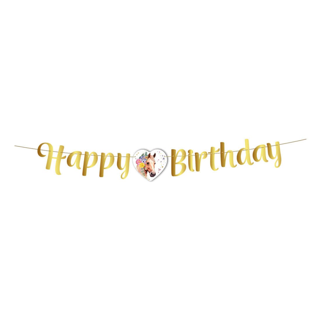 Vlaggenlijn Happy Birthday Paarden - 2m