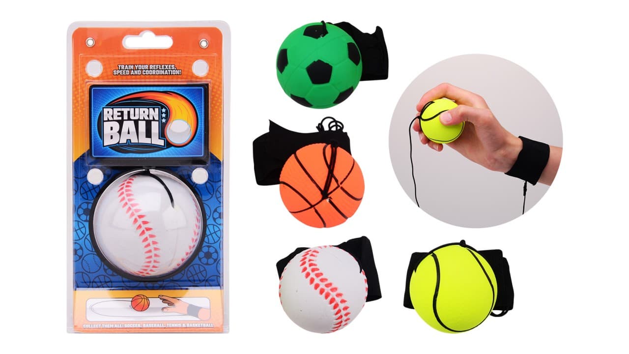 Johntoy - Gooi- en vangbal set: Voetbal, Tennisbal, Honkbal & Basketbal